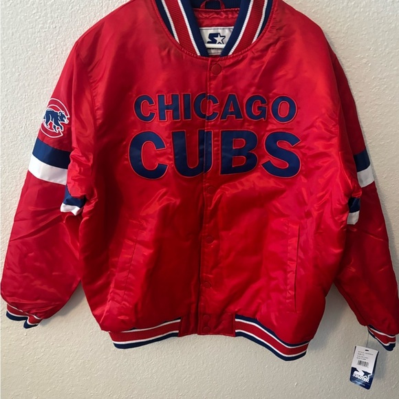 Chicago Cubs Starter Home Game Satin Full Snap Varsity Jacket Mens XL NWT - Picture 12 of 13